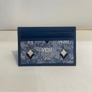 MCM
Men's Blue Aren Card Case In Vintage Monogram Jacquard